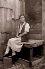 Mother sitting on porch at Lemon Creek Mother sitting on porch at Lemon Creek